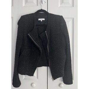 IRO Tenny Textured Jacket Women's‎ 40 Black Long Sleeve Asymmetrical Zip Biker